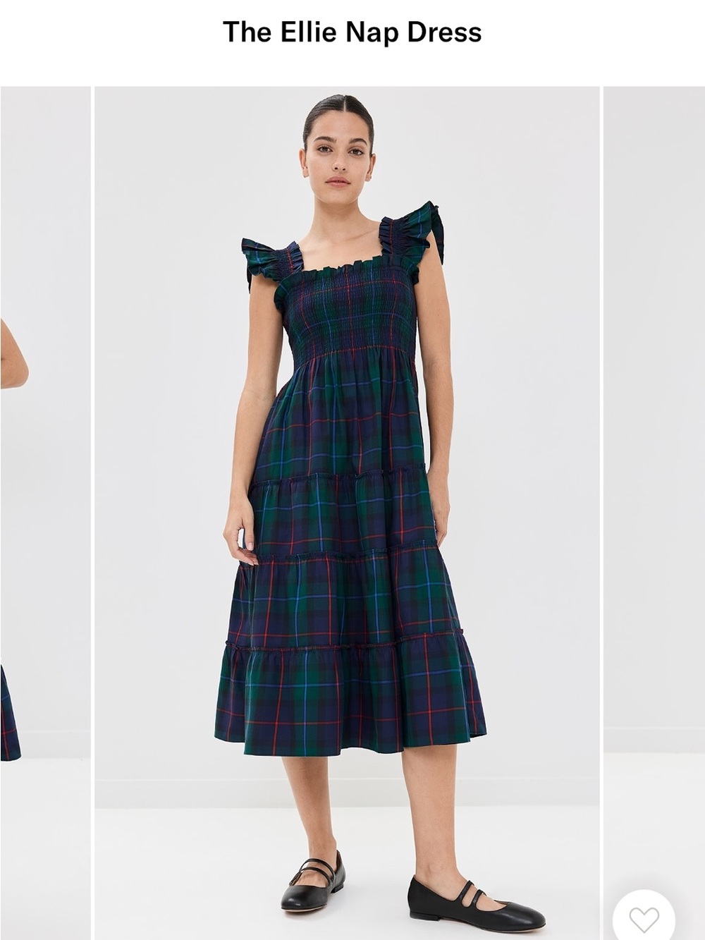 Hill House Ellie Nap Plaid Tiered Midi Dress - Navy & Green